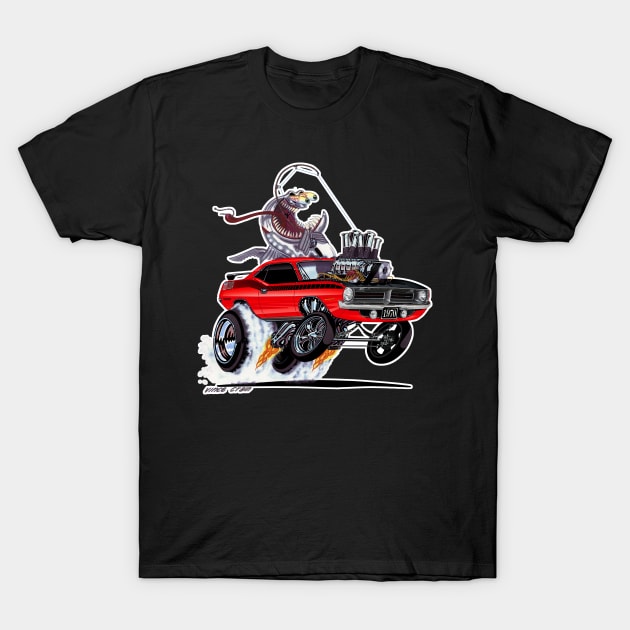 FISHTAILIN 1970 HEMI 'cuda red AAR T-Shirt by vincecrain